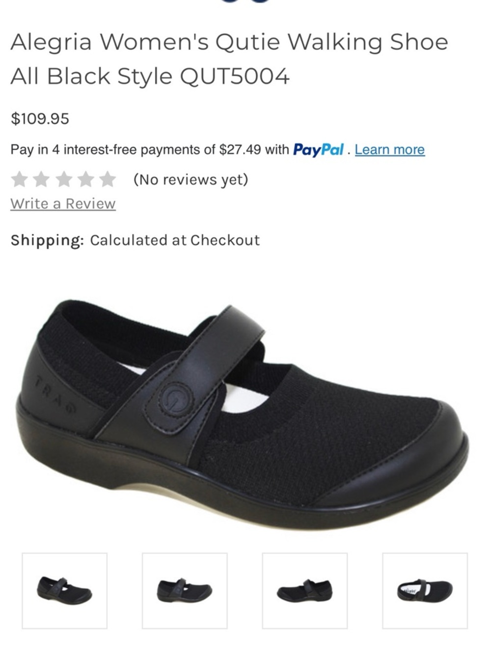 Alegria Black Qutie Mary Jane Walking Shoe